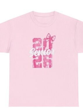 Pink 'Senior 2026' Short Sleeve Graphic Tee